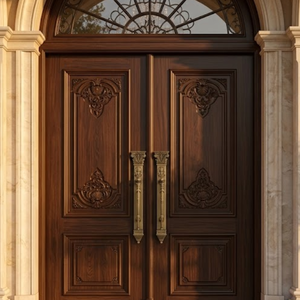 Poignée de porte d'entrée classique Aurelian Axis Grand | Poignée architecturale en laiton antique avec motifs de piliers sculptés pour portes de luxe - Product Image 4