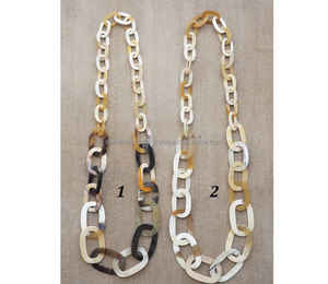 สร้อยคอเขาควายขัดเงาแฮนด์เมดแบบคลาสสิกสำหรับผู้หญิงเครื่องประดับปาร์ตี้พร้อมสายโซ่เชือกสีธรรมชาติที่ผ่านการรับรองจาก IGI - Product Image 2