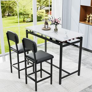 2-Piece <b>Kitchen</b> <b>Table</b> Set with 3 Upholstered Chairs <b>Bar</b> Dining <b>Table</b> Furniture Set for 2 or 3 People - Product Image 1
