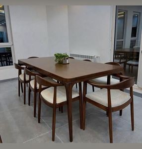 Juego de Mesa de Comedor de Madera de Teca, Juego de Comedor Moderno y Minimalista de Madera Maciza para el Hogar, Muebles de Hotel - Product Image 1