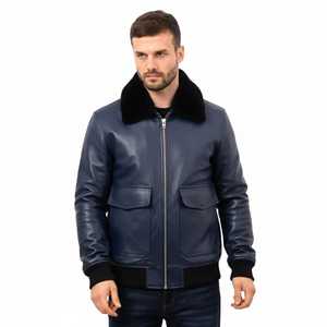 Chaqueta Bomber de Cuero, Estilo Urbano de Verano, Cierre de Cremallera, Cuello Alto, Diseño Sólido, Tela de Lona, Logotipo Frontal Personalizable - Product Image 4