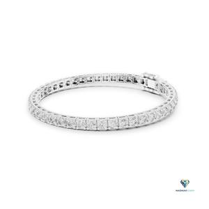 5.17 CT White <b>Gold</b> Round Lab Grown Diamond Tennis Bracelet in 14K <b>Solid</b> <b>Gold</b>, 6.4 Inch Collet Set Classic Bracelet - Product Image 4