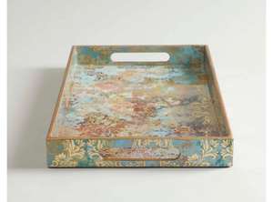 Bandeja de Servir Esmaltada Vintage, Bandeja de Metal Esmaltada Blanca Clásica, Bandeja Rectangular de Esmalte para Servir - Product Image 2