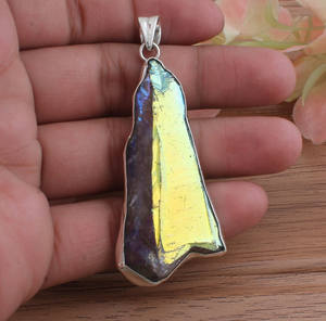 Collier en argent sterling 925 plaqué platine vintage avec zircon druzy jaune naturel, pierre précieuse de guérison, vente en gros - Product Image 1