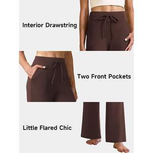 2025 pantalones de Yoga acampanados de cintura alta para mujer, cordón elástico, entrenamiento informal, pantalones de gimnasio, bolsillos, tallas XXS XS Spandex/Nylon - Product Image 5