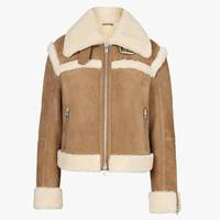 Veste de moto Shawna - Cuir suédé véritable marron avec doublure en fausse fourrure respirante - Veste en cuir marron