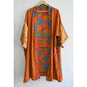 Robe Kimono Longue de Luxe en Soie Patchwork pour Femme, Style Bohème, Respirante, Grande Taille, Vêtement de Nuit, Coupe Classique - Product Image 1