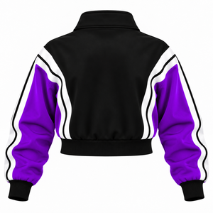 Ensemble de jogging décontracté NCNW Sorority pour femme, veste zippée rayée violette et blanche, pantalon large, survêtement color block - Product Image 3