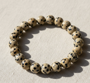 Handmade AAA Dalmation Jasper Round Bead Bracelet – Polished Gemstone Stretch Bracelet for <b>Men</b> & Women - Product Image 2