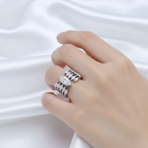 Anillo de cóctel de cinco filas con moissanita de corte marquesa de 3.00 CT, de plata de ley 925, moderno, para compromiso, boda, aniversario, regalo de fiesta - Product Image 2