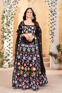 Lehenga Georgette Premium de Boutique India, Lehenga de Diseñador Estilo Bollywood, para Fiestas y Bodas, el Más Vendido, Prenda Festiva Moderna para Mujer - Product Image 3