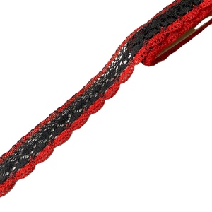 Cinta de encaje africana de poliéster bicolor GPO con borde de flecos y patrón de rayas bordado, ofertas al por mayor - Product Image 1