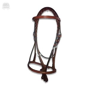 Nouveau design de bride de course de chevaux en cuir pur avec rênes noir marron équipement équin économique - Product Image 1
