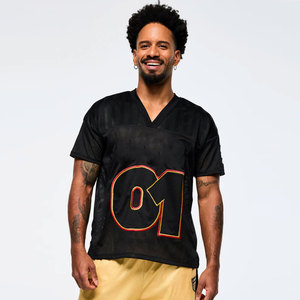 T-shirt Homme Oversize Col V Manches Courtes 100% Coton Tricoté Écologique Décontracté avec Imprimé Rouge 01 sur le Devant - Product Image 4