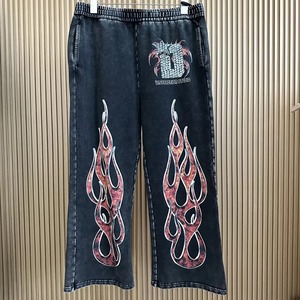 Ensemble de survêtement décontracté Saint World pour homme, streetwear, coupe ample, manches longues, hiver, noir uni, pantalon à cordon avec strass, 100% coton - Product Image 4