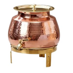 Wholesale Handcrafted Hammered Pure Copper <b>Water</b> Dispenser with Metal Stand and Matching Glasses Ayurveda Drinking Vessel - Product Image 3
