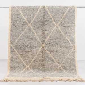 Tapis Beni Ourain 100% laine noué à la main – Tapis berbère marocain géométrique shaggy fait main, taille personnalisée, vente en gros - Product Image 3