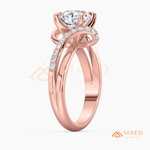 <b>Rose</b> Gold Round Moissanite Engagement Ring Twisted Band Wedding Ring Bridal Promise Jewelry Gift for Women Fine Jewelry Gifts - Product Image 6
