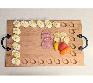 Plateau à œufs en bois, support à œufs en bois avec poignée, design rustique, outil de cuisine pratique, plateau à œufs en bois d'acacia - Product Image 6