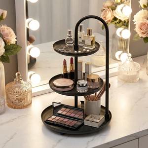 Bandeja Organizadora de Acero Inoxidable de Lujo Moderna de Múltiples Niveles con Asa Curva para Baño, Bandeja de Servicio de Bebidas de 3 Niveles - Product Image 4