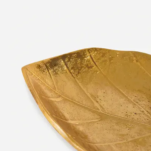Gold Metal Long Leaf Decorative Platter - <b>Large</b> design Dining Table Decorative Platter - Product Image 6