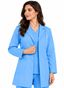 Bata de Laboratorio Blanca Premium para Mujer, Manga Larga, Uniforme Médico, Ligera, Transpirable, de Algodón y Poliéster, para Hospital y Laboratorio - Product Image 3