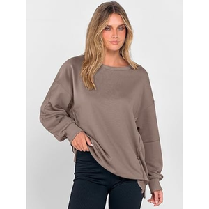 Sweat-shirts décontractés pour femmes personnalisés, légers, en molleton, surdimensionnés, unis - Product Image 6