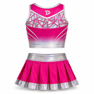 Ensemble d'uniformes de cheerleading personnalisés pour femmes OEM avec panneau arrière effet verre brisé et jupe plissée - Product Image 3