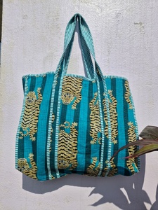 Quilted Cotton Vintage Carry Bag Indian Craft Solid Color Lightweight <b>Soft</b> Quilting Roomy Travel Shopping Shoulder <b>Handbag</b> - Product Image 1