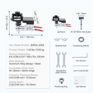 Punteruolo per Cerniere a Scomparsa da 35 mm con Doppia Morsetta di Fissaggio, Bloccaggio Preciso, in Lega di Alluminio, per Cerniere di Mobili e Armadi - Product Image 2