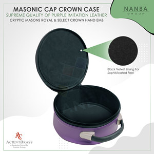Masonic Cryptic Masons Royal & Select Crown Cap Case Purple Embroidered (R&SM Emblem) - Freemason <b>Hat</b> Carrying <b>box</b> - Product Image 2