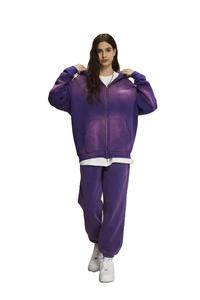 เสื้อขนแกะ360GSM มีฮู้ดสำหรับผู้ชายพิมพ์ลายออนดีมานด์มีซิปแบบสวมหัวเสื้อแนวสตรีทโอเวอร์ไซส์เปิดไหล่ - Product Image 2