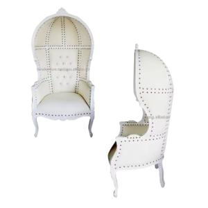Chaise à baldaquin blanche de style victorien, rembourrée, avec structure en bois massif, mobilier de jardin extérieur, assise confortable - Product Image 6