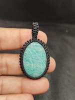 Collier de mariage chrétien en macramé fait main, vintage, avec Amazonite et Jaspe, style bohème, en fil de soie tressé