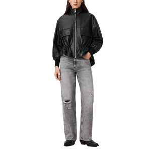 Ladies Real Shearling Leather <b>Jacket</b> <b>Women</b> Warm Winter Biker Slim Fit <b>Zip</b>-<b>Up</b> Customized Logo Factory Price Wholesale - Product Image 2