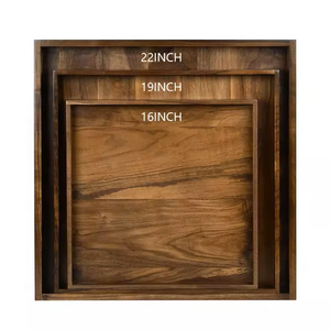 Plateau rectangulaire en bois plat, tapis isolant, dessous de plat de cuisine, support pour bol, plateau à bonbons et fruits secs, plateau de service en bois pour aliments, fruits, thé et café - Product Image 5