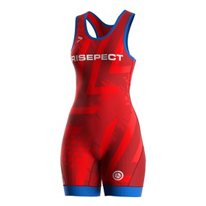 Traje de Lucha Unificado Rojo de Una Pieza para Mujer, Estampado por Sublimación, Spandex, Poliéster Elástico, Ropa de Artes Marciales - Product Image 4