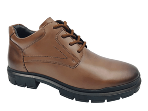 Botas de Tobillo con Cordones de Cuero Genuino Marrón, Punta Redonda, Suela de Goma, Entresuela de EVA, Antideslizantes, para Todas las Temporadas - Product Image 4