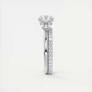 2.50 Ct Royale Round Floral Three <b>Stone</b> Engagement Ring With Round Diamonds In 14K White Gold - Product Image 1