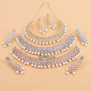 Moira Designer Choker and Earring <b>Set</b>-Gold Plated Zinc Alloy with Zircon <b>Emerald</b> Fashionable Ethnic Festival Wedding <b>Jewelry</b> - Product Image 1