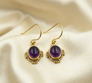 Natural Purple Amethyst Gemstone <b>Dangle</b> <b>Earrings</b> 925 Sterling Silver Rose <b>Gold</b> Yellow <b>Gold</b> Plated Handmade Jewelry - Product Image 2