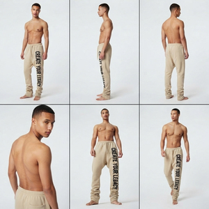 Pantalones de chándal de algodón polar para hombre, con cordón en la cintura, estilo casual, de largo completo, ajuste holgado, de tejido grueso, 460 GSM - Product Image 5