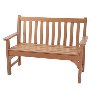 Modern 49in Vertical Backrest Teak Garden <b>Bench</b> with HDPE for Parks and Patios <b>Wood</b> and Metal Material - Product Image 6