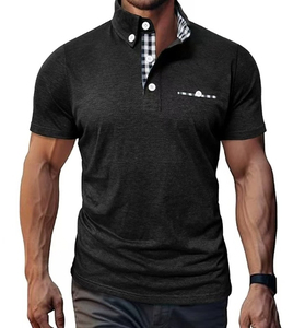 Chemise décontractée pour homme en coton tissé uni à manches courtes et tissu doux - Product Image 1