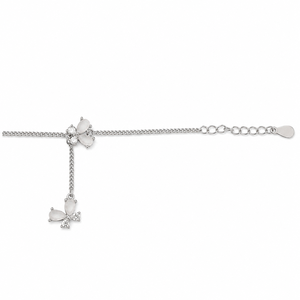 925 Sterling <b>Silver</b> Floral Butterfly <b>Bracelet</b> for Women High Polish Diamond Party Wedding Daily Wear Gift Jewelry - Product Image 3
