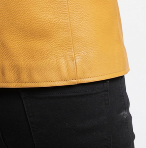 Chaqueta de cuero de oveja auténtica para mujer, estilo motero, con cuello vuelto y cremallera, estilo vintage. - Product Image 5