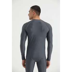 <b>Men</b> Long Sleeve <b>Compression</b> <b>Shirt</b> Solid Gray Knitted Slim Fit O-Neck Sporty Quick Dry Athletic Wear <b>Men</b> <b>compression</b> <b>shirts</b> - Product Image 5