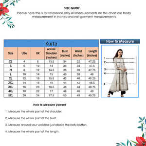 ชุดอานาร์กาลีคุร์ตาผ้าฝ้ายสีขาวลายตารางสำหรับผู้หญิง คอทรงกลม แขนสามส่วน สไตล์ลำลองแบบชาติพันธุ์ทั่วโลก - Product Image 6