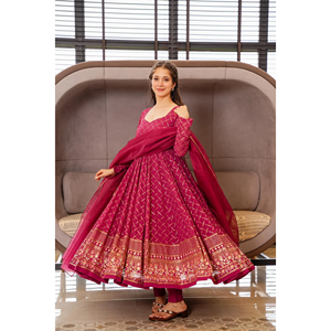Robe Anarkali Designer avec Pent et Dupatta pour les fêtes-Robes de soirée - Product Image 5