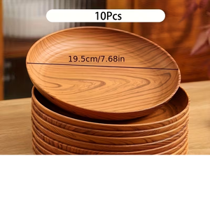 10 pièces de plateaux en bois ronds, plateaux de service en bois naturel, plateaux pour le petit-déjeuner, pour restaurant occidental, pour usage domestique - Product Image 4